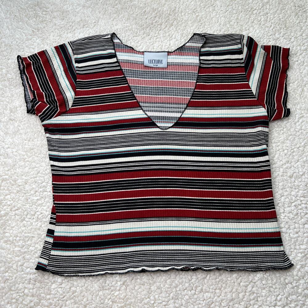 Lucy Love Stripe Crop Top Large